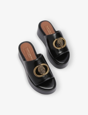 Kurt Geiger Chelsea Flatform Mules In Black