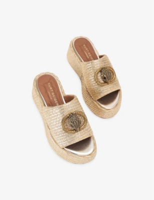 KURT GEIGER LONDON: Chelsea Logo-Plaque Woven Platform Mules