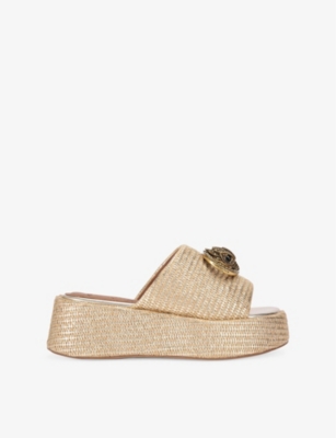 KURT GEIGER LONDON: Chelsea Logo-Plaque Woven Platform Mules