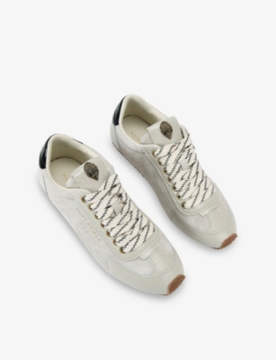 Kurt Geiger Womens Bone Islington Eagle-embellished Leather Trainers In Bone