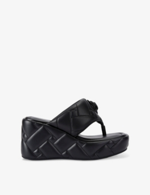 KURT GEIGER LONDON: Kensington Puff Leather Wedge Sandals