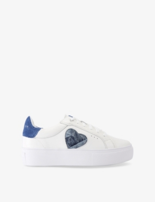 KURT GEIGER WOMENS LANA LEATHER LOW-TOP TRAINERS DENIM EUR 37 / 4 UK 