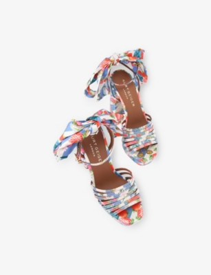 KURT GEIGER LONDON: Pierra Ankle-Tie Woven Platform Heels