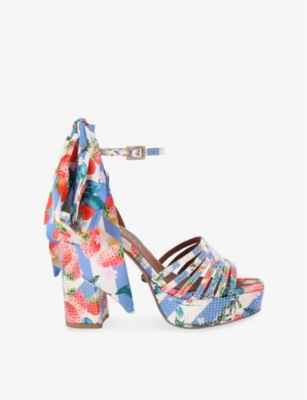 KURT GEIGER LONDON: Pierra Ankle-Tie Woven Platform Heels