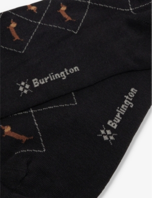 Shop Burlington Mens 3000 Black Dachshund-print Cotton-blend Knitted Socks