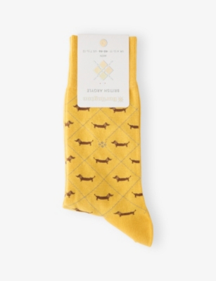 BURLINGTON: Dachshund-Print Cotton-Blend Knitted Socks