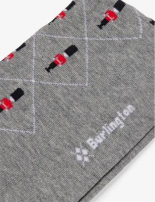 BURLINGTON MENS 3400 LIGHT GREY GUARD STRETCH-COTTON AND POLYAMIDE SOCKS 