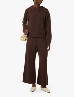 Shop Simkhai Womens Chocolate Celine Straight-leg Cotton-cashmere Knitted Trousers