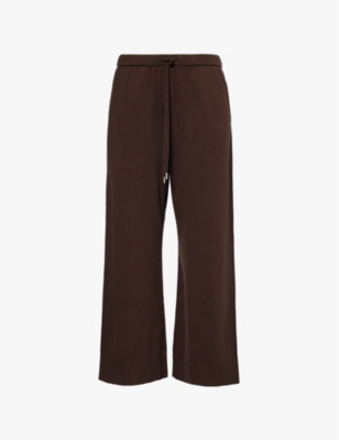 Shop Simkhai Womens Chocolate Celine Straight-leg Cotton-cashmere Knitted Trousers
