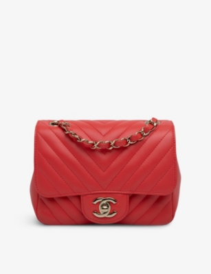 Reselfridges Womens Red Pre-loved Chanel Mini Square Quilted Leather Cross-body Bag