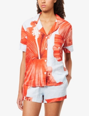 DESMOND AND DEMPSEY: Illustrated-Print Short-Sleeve Cotton Pyjama Set