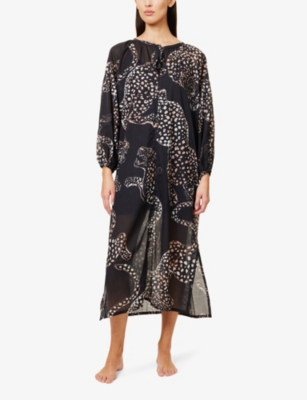 DESMOND AND DEMPSEY AND DEMPSEY WOMENS JAG 45GSM DOROTHEA RELAXED-FIT LINEN KAFTAN L/XL 