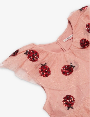 KONGES SLOJD: Yvonne ladybug-embellished tulle dress 18 months - 8 years