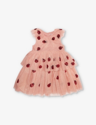 KONGES SLOJD: Yvonne ladybug-embellished tulle dress 18 months - 8 years