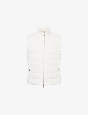 ELEVENTY: High-Neck Two-Buttoned-Pockets Woven-Blend Down Gilet