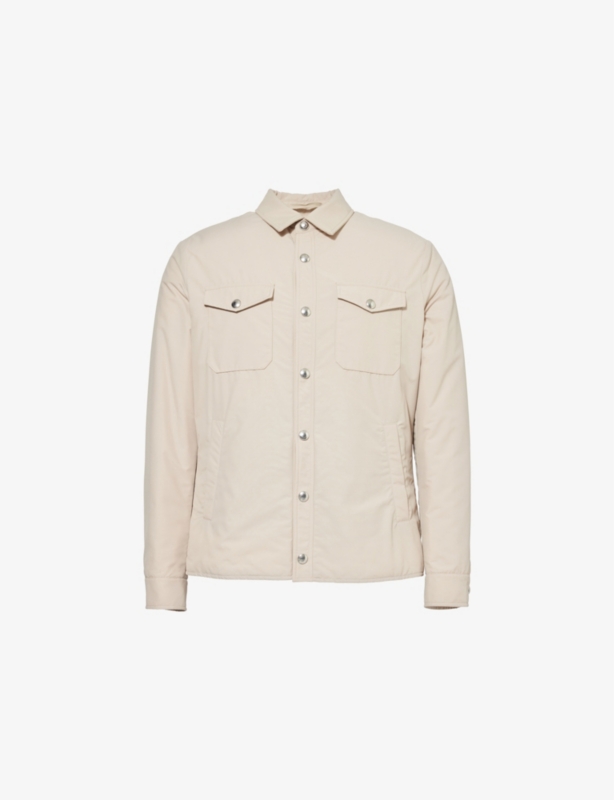 Padded Buttoned-Pockets Relaxed-Fit Wool-Blend Overshirt