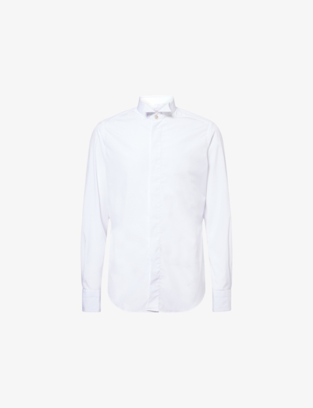 Curved-Hem Regular-Fit Cotton-Poplin Shirt
