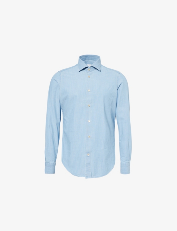 Long-Sleeve Regular-Fit Cotton-Chambray Shirt