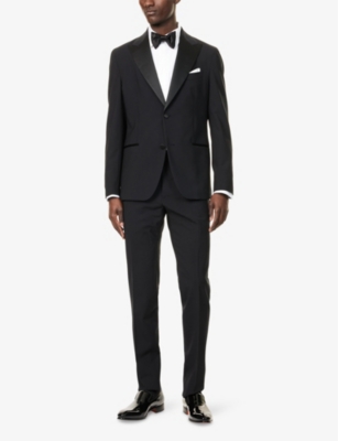 Eleventy Mens Black Single-breasted Regular-fit Stretch-wool Tuxedo Suit In Black