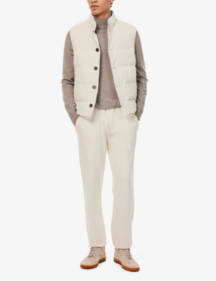 Eleventy Mens Zip-and-slip-pockets Tapered-leg Relaxed-fit Cotton-blend Jogging Bottoms Beige In Beige