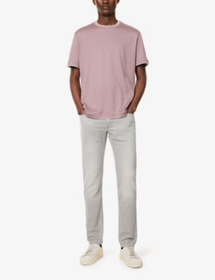 Shop Eleventy Mens Malva Grigio E Bianco Contrast-trim Short-sleeve Cotton T-shirt Xl In Malva, Grigio E Bianco