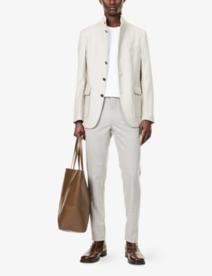 ELEVENTY: Two-Slip-Pockets Straight-Leg Stretch-Wool Trousers