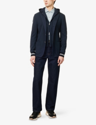 ELEVENTY: Hooded Notch-Lapels Cotton-Piqué Blazer