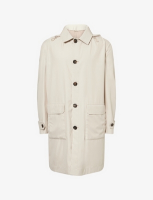 ELEVENTY: Hooded Longline Silk Overcoat