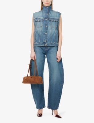 ALAIA: High-Neck Faded-Wash Regular-Fit Denim-Blend Vest