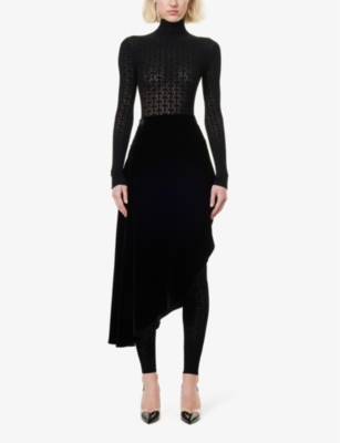 ALAIA: Lace-Embroidery High-Neck Knitted Body