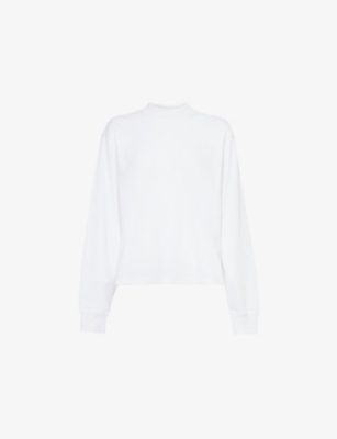 ALAÏA WOMENS ALAIA BRAND-EMBROIDERY ROUND-NECK COTTON-JERSEY SWEATSHIRT