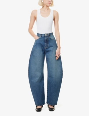 ALAIA: Round Five-Pockets Wide-Leg High-Rise Denim-Blend Jeans