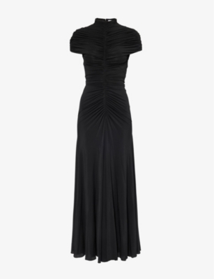 ALAIA: Gathered Sleeveless Stretch-Woven Maxi Dress