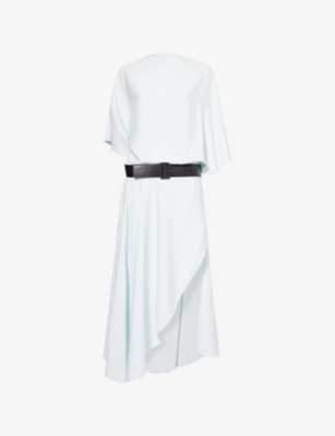 Shop Alaïa Womens Menthe Pastel Belted Short-sleeve Woven Midi Dress