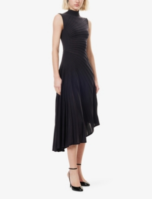 ALAÏA WOMENS ANTHRACITE RAY SLEEVELESS WOOL MIDI DRESS