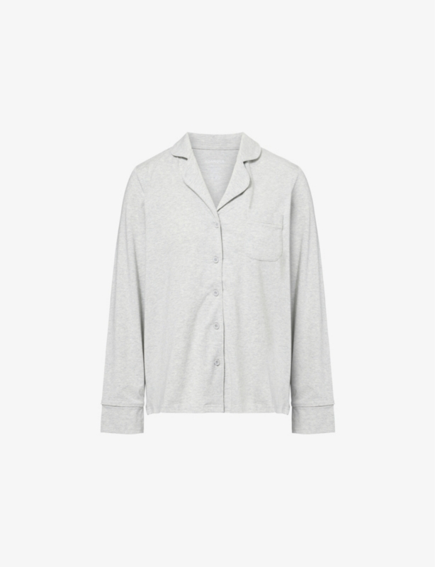 Long-sleeve jersey pyjama shirt