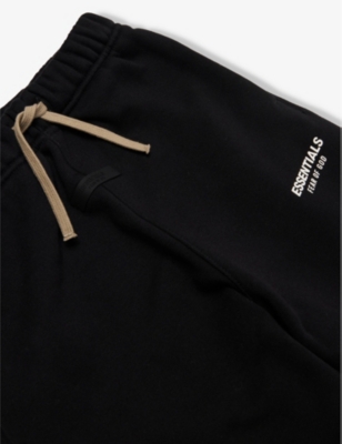 ESSENTIALS BLACK HEAVY LONG-SLEEVE COTTON-JERSEY JOGGING BOTTOMS 2-16 