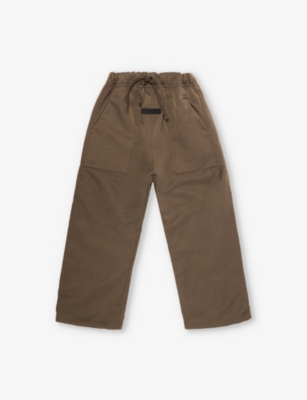 Essentials Brown Two-patch-pockets Brand-patch Woven Trousers 6-16 Y In Brown
