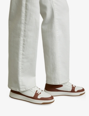 REISS: Astor Panelled Leather and Woven Low-Top Trainers