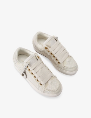 Kurt Geiger Denim Southbank Tag Sneakers In White
