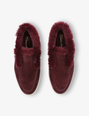 Santoni Womens  Fortune Embossed-branded Suede Ankle Boots In Wine