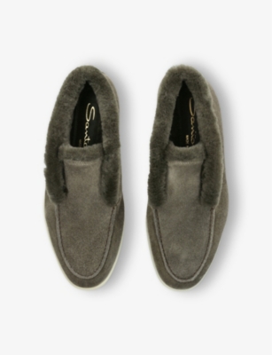 Santoni Womens  Fortune Embossed-branded Suede Ankle Boots In Khaki