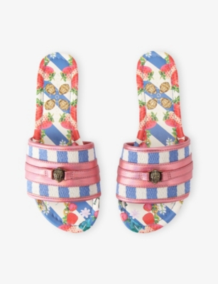 KURT GEIGER LONDON: Southbank Printed Woven Flat Sandals
