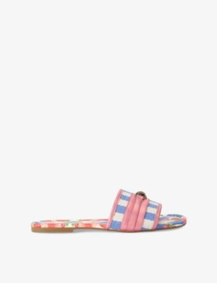 KURT GEIGER LONDON: Southbank Printed Woven Flat Sandals