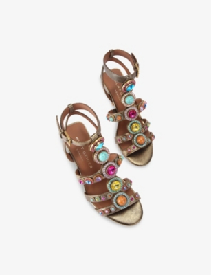 Kurt Geiger Womens Bronze Com Octavia High Crystal-embellished Metallic-leather Heeled Sandals In Bronze Com
