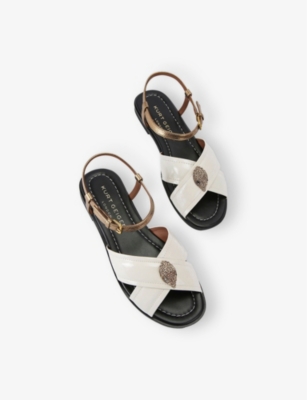 KURT GEIGER LONDON: Orson Cross-Strap Patent-Leather Flat Sandals