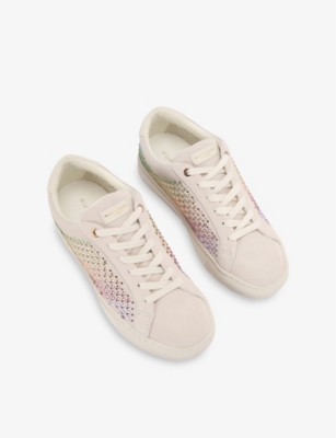 Kurt Geiger Suede Crystal Laney Sneakers In Bone/comb