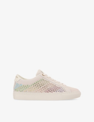 Kurt Geiger Suede Crystal Laney Sneakers In Bone/comb