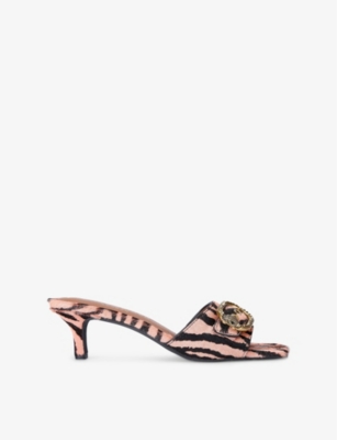 KURT GEIGER WOMENS KURT GEIGER LONDON MAYFAIR STRIPE-PATTERN LEATHER HEELED MULES