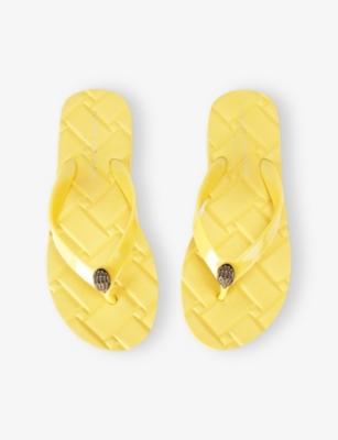 KURT GEIGER WOMENS YELLOW KENSINGTON Q RUBBER FLIP FLOPS EUR 38/5 UK
